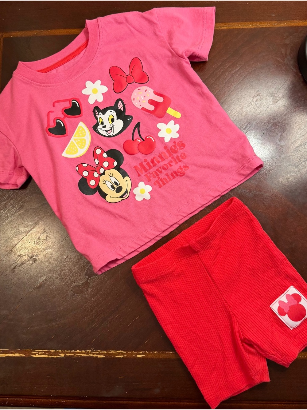 Disney Minnie Mouse Pink and Red Two-Piece Pajama Set